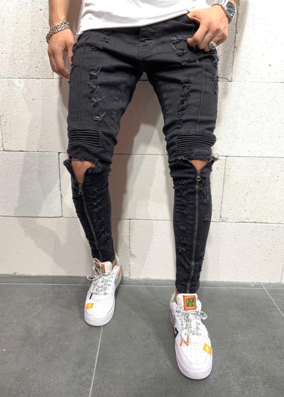 Джинсы с молниями до колена и рифлеными вставками MFStore Изображение Джинсы с молниями до колена и рифлеными вставками MFStore