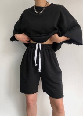 Костюм оверсайз літній жіночий чорний MFStore Изображение Костюм оверсайз літній жіночий чорний MFStore