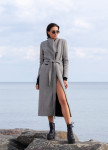 Серое женское пальто длинное Изображение Серое женское пальто длинное