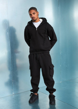 Стильний чорний карго костюм на флісі MFStore Изображение Стильний чорний карго костюм на флісі MFStore