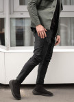 Изображение Зимние штаны карго на флисе мужские черные