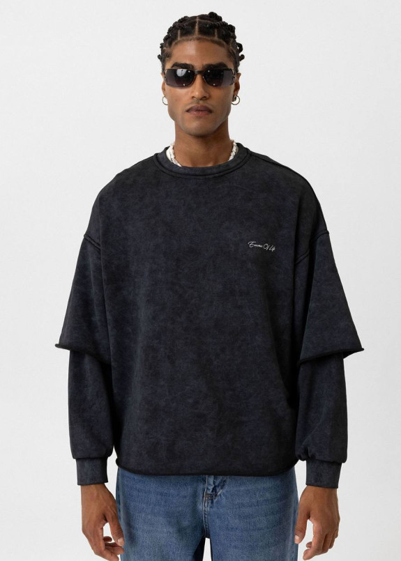 Лонгслів оверсайз з подвійним рукавом виварений сірий MFStore Изображение Лонгслів оверсайз з подвійним рукавом виварений сірий MFStore