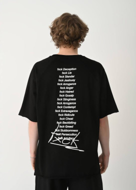 Оверсайз футболка з текстом fxck чорна MFStore Изображение Оверсайз футболка з текстом fxck чорна MFStore