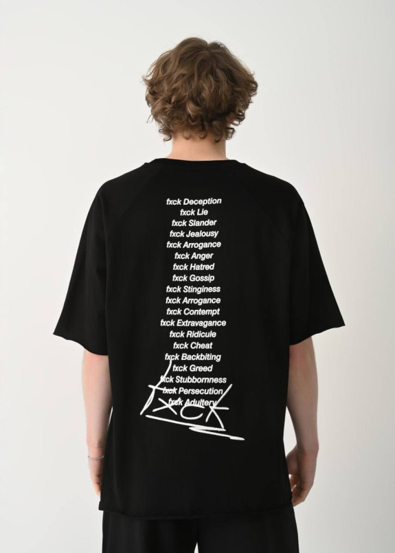 Оверсайз футболка з текстом fxck чорна MFStore Изображение Оверсайз футболка з текстом fxck чорна MFStore