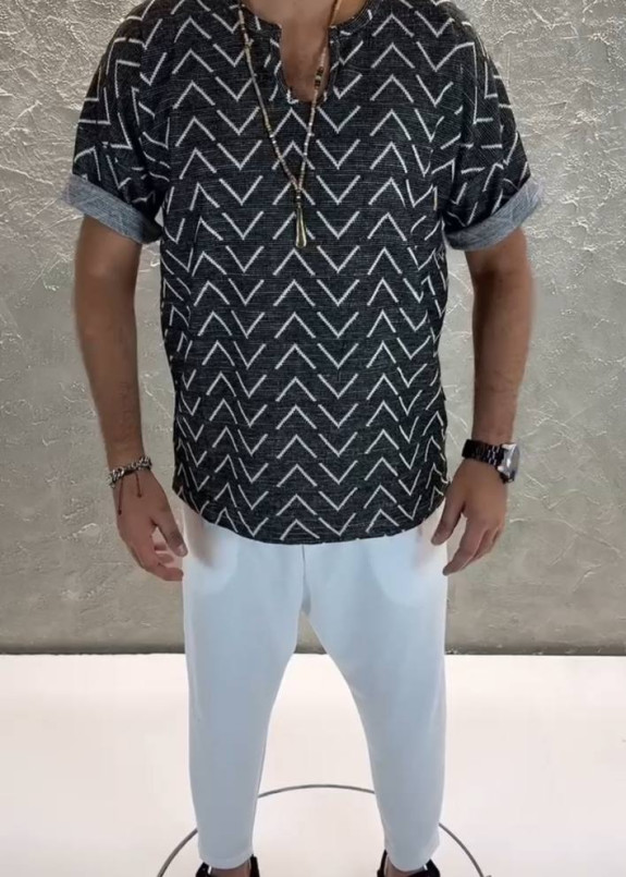 Футболка вільного крою чорна в білу смужку MFStore Изображение Футболка вільного крою чорна в білу смужку MFStore