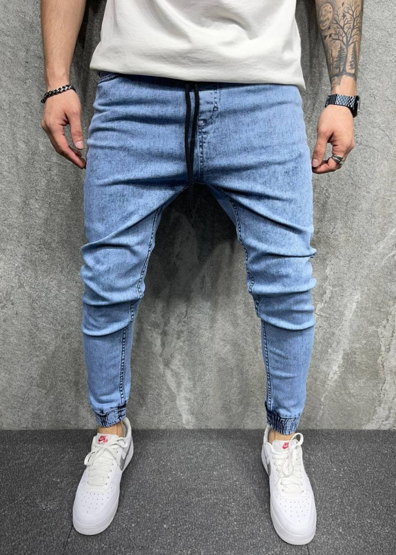 Джинсы голубого цвета с черным шнуром MFStore Изображение Джинсы голубого цвета с черным шнуром MFStore