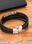Браслет чоловічий шкіряний багатошаровий з магнітною застібкою хром MFStore Изображение Браслет чоловічий шкіряний багатошаровий з магнітною застібкою хром MFStore