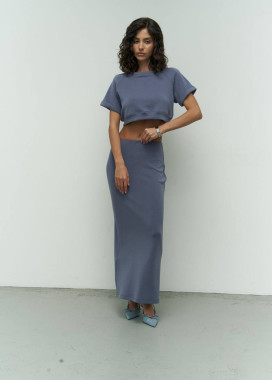 Костюм з топу та спідниці синій MFStore Изображение Костюм з топу та спідниці синій MFStore