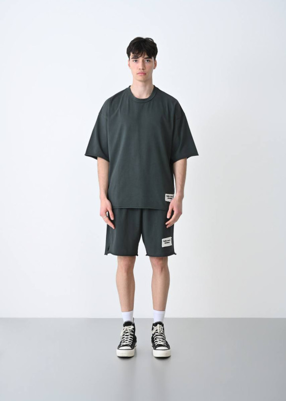 Костюм оверсайз виварений з нашивками сірий темний MFStore Изображение Костюм оверсайз виварений з нашивками сірий темний MFStore