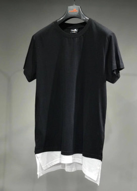 Футболка удлиненная с белой вставкой снизу MFStore Изображение Футболка удлиненная с белой вставкой снизу MFStore