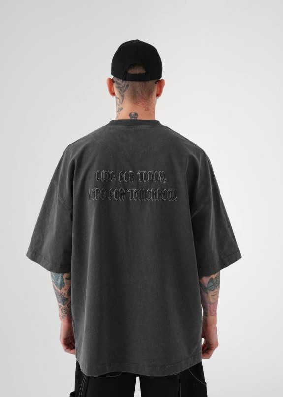 Футболка оверсайз з вишивкою темно-сіра MFStore Изображение Футболка оверсайз з вишивкою темно-сіра MFStore