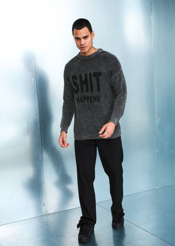 Модний виварений светр темно-сірий MFStore Изображение Модний виварений светр темно-сірий MFStore