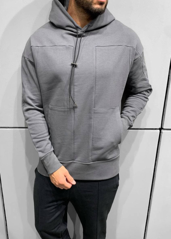 Худи оверсайз дизайнерское серое MFStore Изображение Худи оверсайз дизайнерское серое MFStore