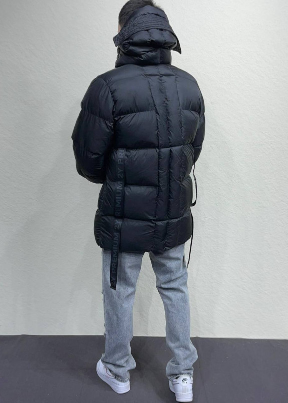 Парка дизайнерська c лампасами на спині чорна MFStore Изображение Парка дизайнерська c лампасами на спині чорна MFStore