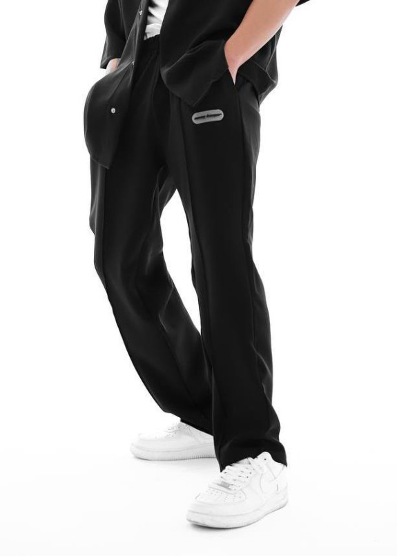 Брюки чоловічі прямі чорні з лого MFStore Изображение Брюки чоловічі прямі чорні з лого MFStore