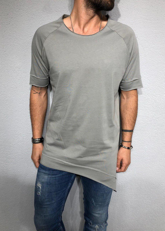 Футболка с ассиметричным низом серая MFStore Изображение Футболка с ассиметричным низом серая MFStore