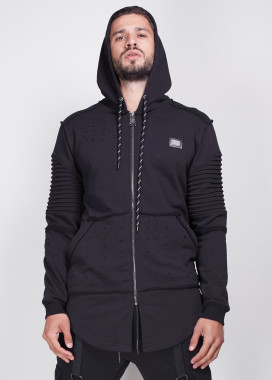 Кардиган на замке с белым принтом на спине Изображение Кардиган на замке с белым принтом на спине