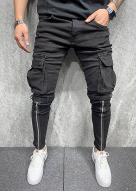 Джинсы мужские узкие карго с молниями спереди Mfstore Изображение Джинсы мужские узкие карго с молниями спереди Mfstore
