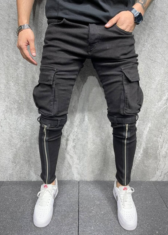 Джинсы мужские узкие карго с молниями спереди Mfstore Изображение Джинсы мужские узкие карго с молниями спереди Mfstore