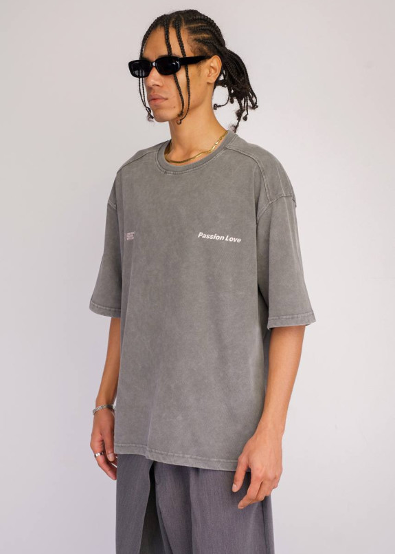 Оверсайз футболка виварена світло-сіра love MFStore Изображение Оверсайз футболка виварена світло-сіра love MFStore