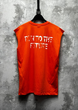 Безрукавка з текстом на спині помаранчева MFStore Изображение Безрукавка з текстом на спині помаранчева MFStore