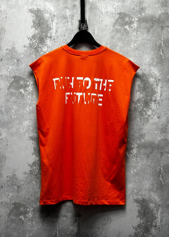 Безрукавка з текстом на спині помаранчева MFStore Изображение Безрукавка з текстом на спині помаранчева MFStore