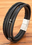 Браслет-мотузка шкіряний багатошаровий хром MFStore Изображение Браслет-мотузка шкіряний багатошаровий хром MFStore