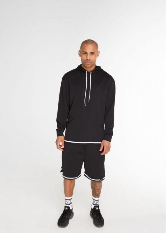 Худи мужской структурный с полоской внизу черный Black Limit Изображение Худи мужской структурный с полоской внизу черный Black Limit