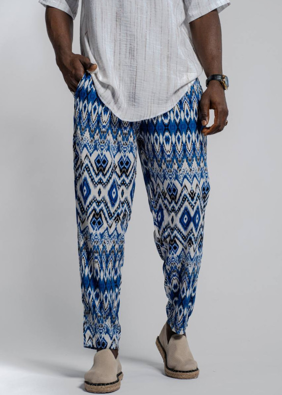 Штани вільного крою з синім малюнком MFStore Изображение Штани вільного крою з синім малюнком MFStore