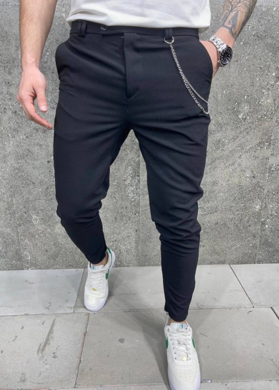 Завужені брюки з ланцюжком чорні MFStore Изображение Завужені брюки з ланцюжком чорні MFStore