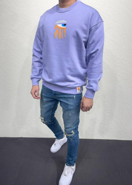 Світшот оверсайз с текстом і принтами фіолетовий MFStore Изображение Світшот оверсайз с текстом і принтами фіолетовий MFStore