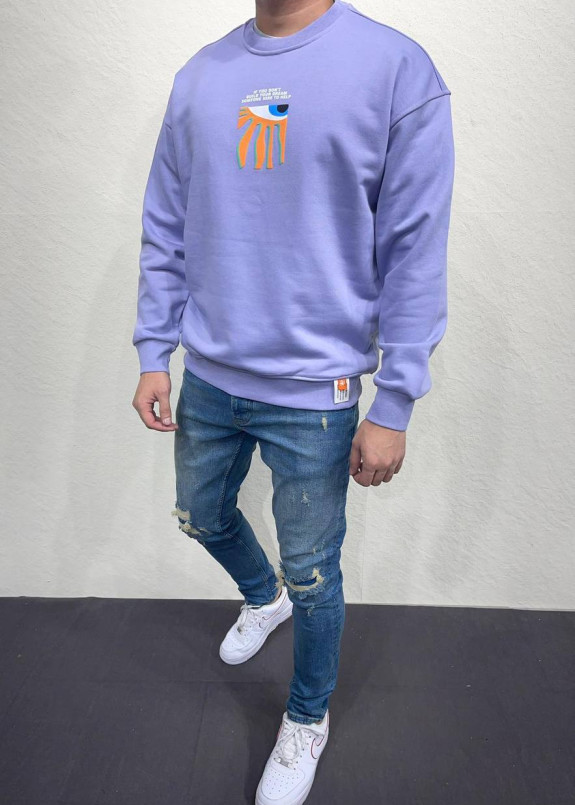 Світшот оверсайз с текстом і принтами фіолетовий MFStore Изображение Світшот оверсайз с текстом і принтами фіолетовий MFStore