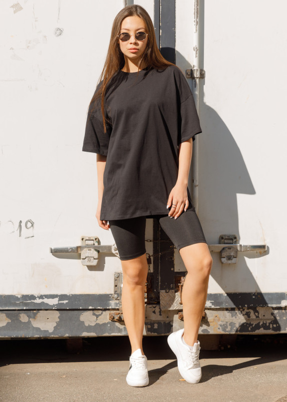 Футболка женская чёрная оверсайз Квил Изображение Футболка женская чёрная оверсайз Квил