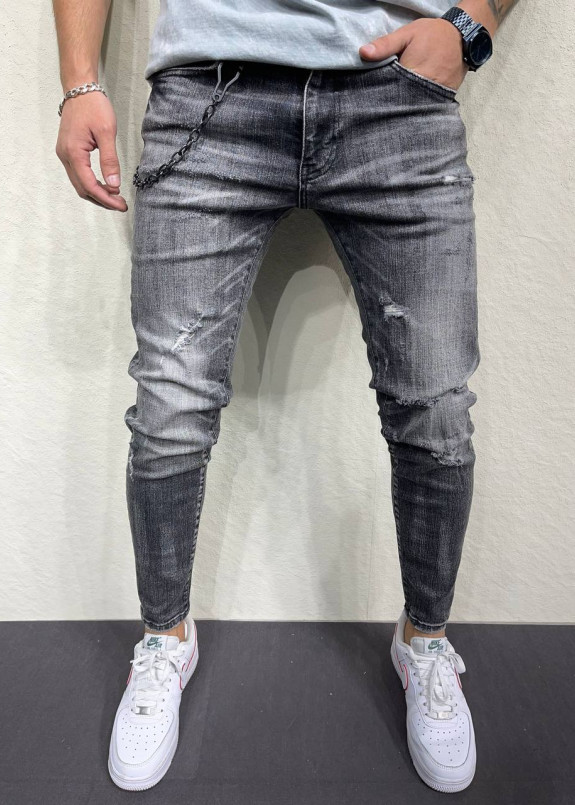 Джинси завужені з потертостями темно-сірі MFStore Изображение Джинси завужені з потертостями темно-сірі MFStore