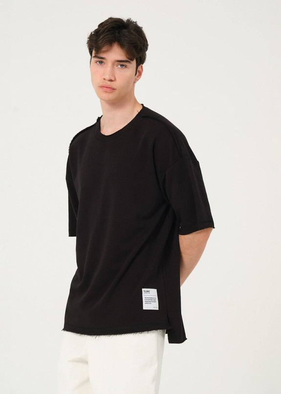 Футболка оверсайз з необробленими краями чорна MFStore Изображение Футболка оверсайз з необробленими краями чорна MFStore