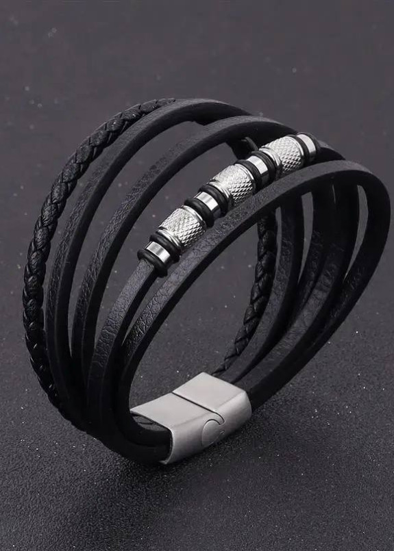 Модний шкіряний браслет з нержавіючої сталі багатошаровий MFStore Изображение Модний шкіряний браслет з нержавіючої сталі багатошаровий MFStore