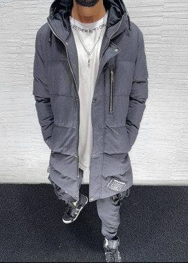 Парка мужская темно-серая с нашивкой снизу MFStore Изображение Парка мужская темно-серая с нашивкой снизу MFStore