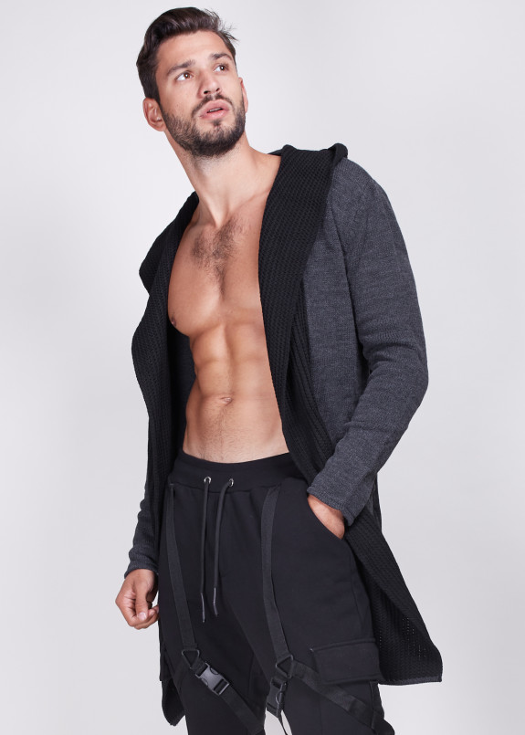 Двухцветный кардиган серо-черный Mfstore Изображение Двухцветный кардиган серо-черный Mfstore