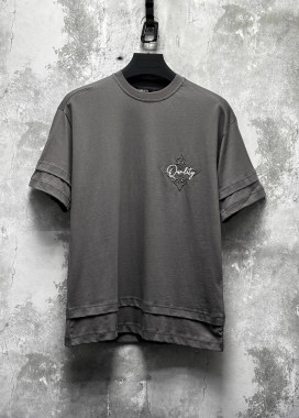 Футболка вільного крою з вишивкою на грудях сіра MFStore Изображение Футболка вільного крою з вишивкою на грудях сіра MFStore