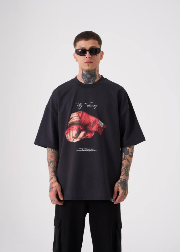 Футболка оверсайз з принтом antidepressant графіт MFStore Изображение Футболка оверсайз з принтом antidepressant графіт MFStore