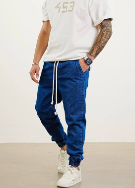 Джоггери темно-сині з мотнею та шнурками MFStore Изображение Джоггери темно-сині з мотнею та шнурками MFStore