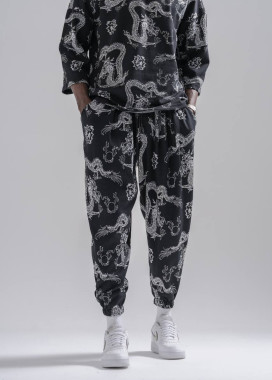 Модні штани вільного крою з драконами MFStore Изображение Модні штани вільного крою з драконами MFStore