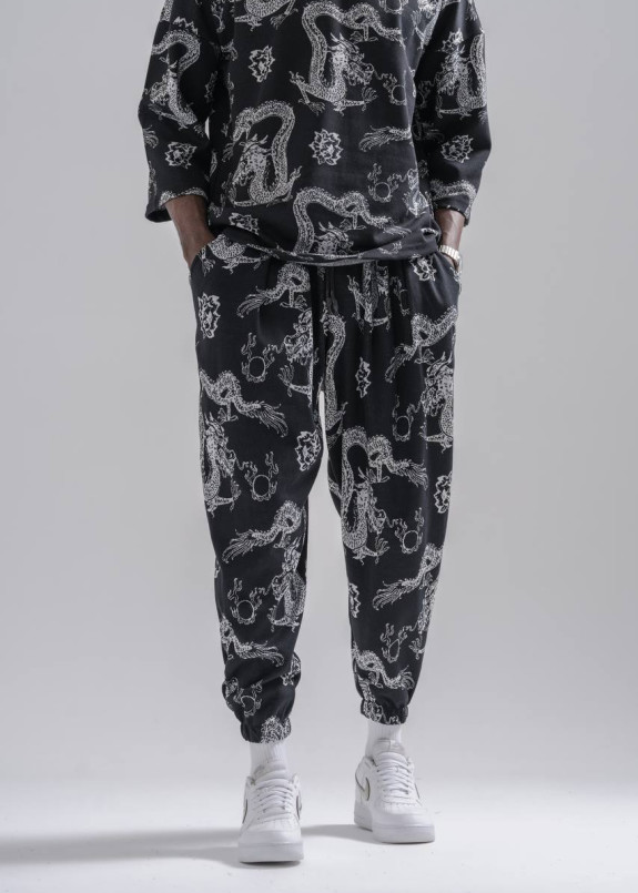 Модні штани вільного крою з драконами MFStore Изображение Модні штани вільного крою з драконами MFStore