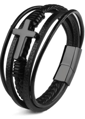 Браслет з хрестом і магнітною застібкою чорний MFStore Изображение Браслет з хрестом і магнітною застібкою чорний MFStore