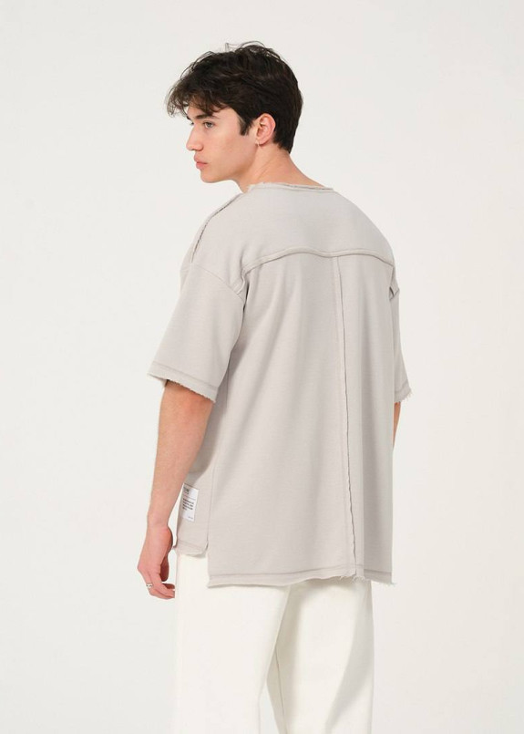 Футболка оверсайз з необробленими краями сіра MFStore Изображение Футболка оверсайз з необробленими краями сіра MFStore