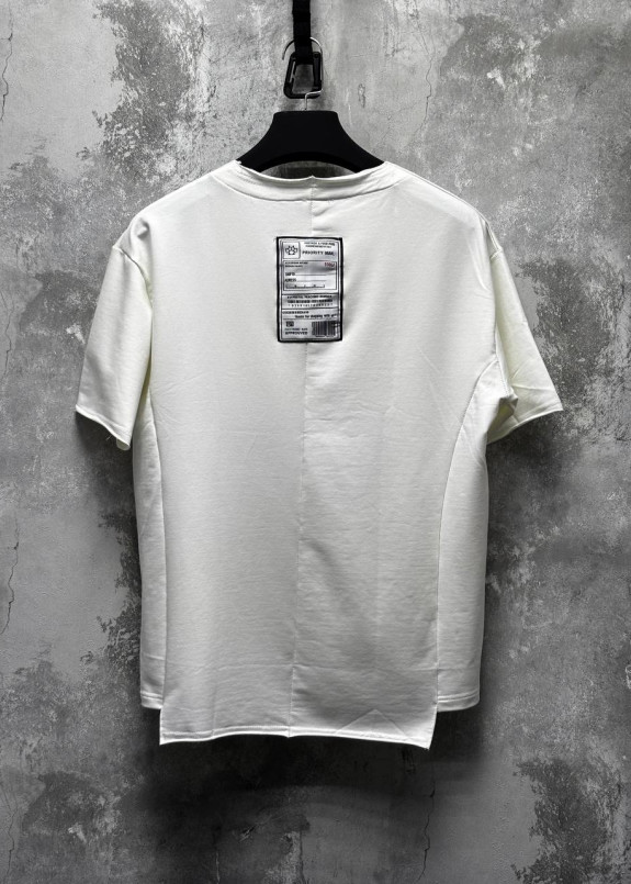 Футболка вільного крою дизайнерська з нашивкою біла MFStore Изображение Футболка вільного крою дизайнерська з нашивкою біла MFStore