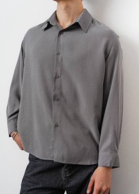 Стильна чоловіча сорочка з легкої приємної тканини сіра MFStore Изображение Стильна чоловіча сорочка з легкої приємної тканини сіра MFStore