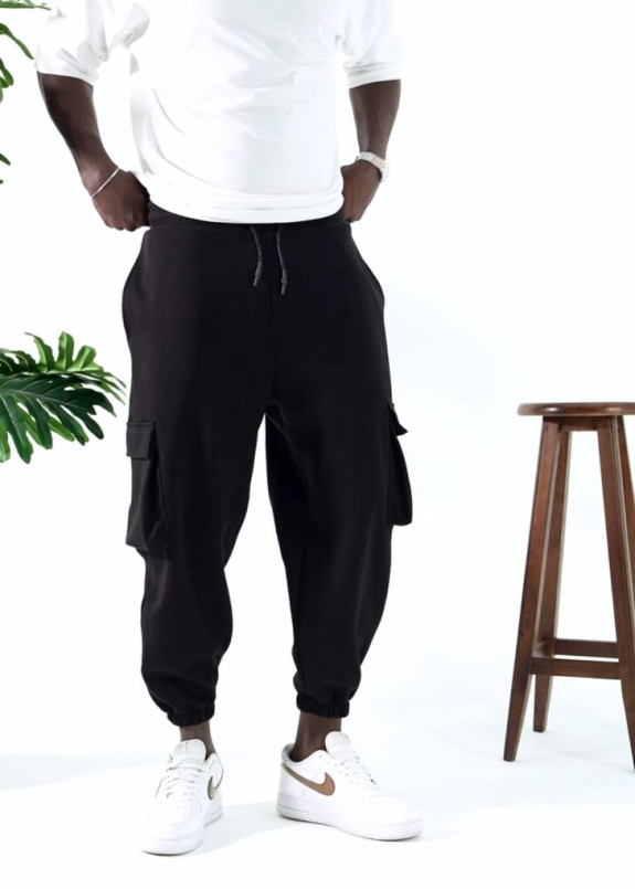 Стильні карго штани вільного крою чорні MFStore Изображение Стильні карго штани вільного крою чорні MFStore