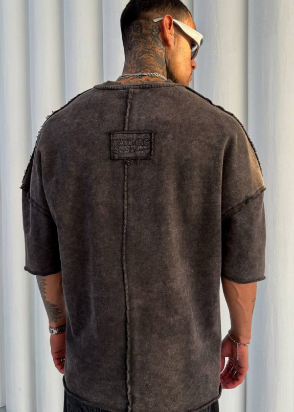 Футболка оверсайз виварена з нашивкою на спині темно-сіра MFStore Изображение Футболка оверсайз виварена з нашивкою на спині темно-сіра MFStore