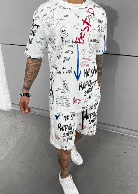 Костюм оверсайз з текcтом і принтами best білий MFStore Изображение Костюм оверсайз з текcтом і принтами best білий MFStore
